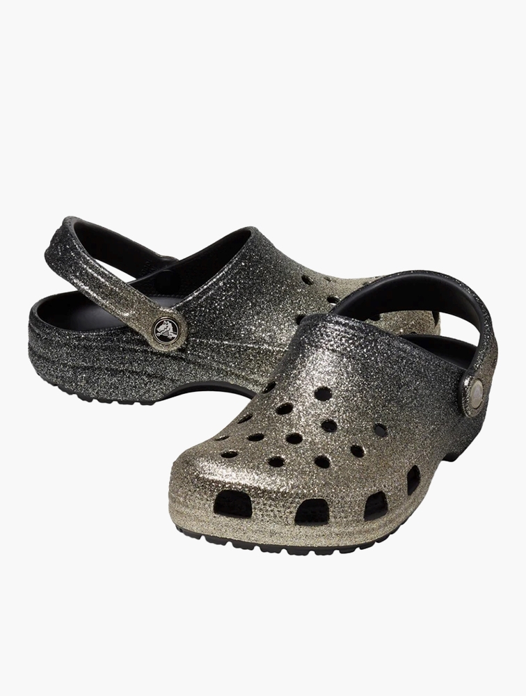 Black sales glitter crocs